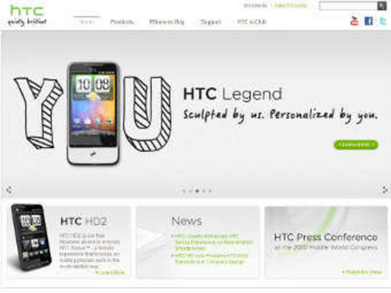 Главная страница htc.com
