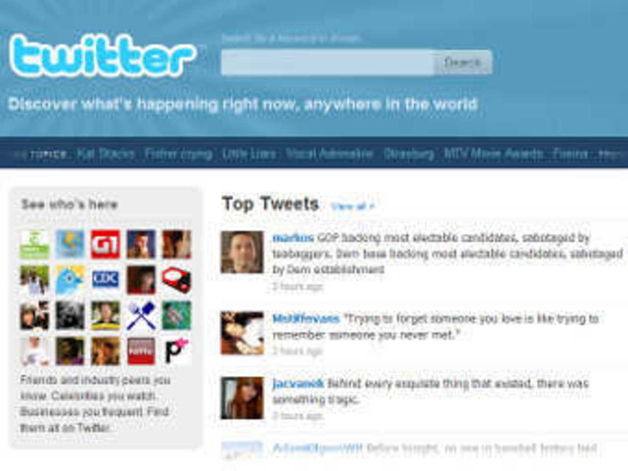 Главная страница Twitter
