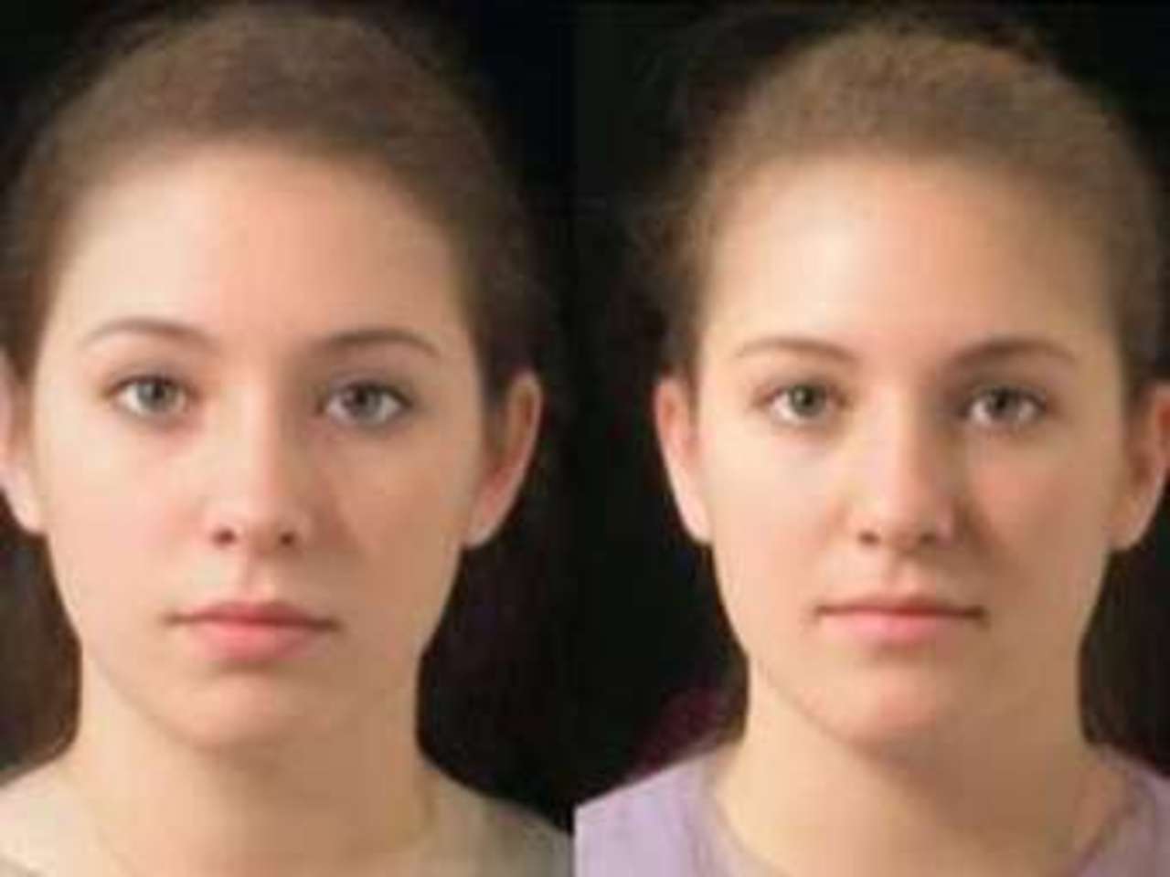 Слева фоторобот условной женщины с маленькими ступнями, справа - с большими. Изображение авторов исследования