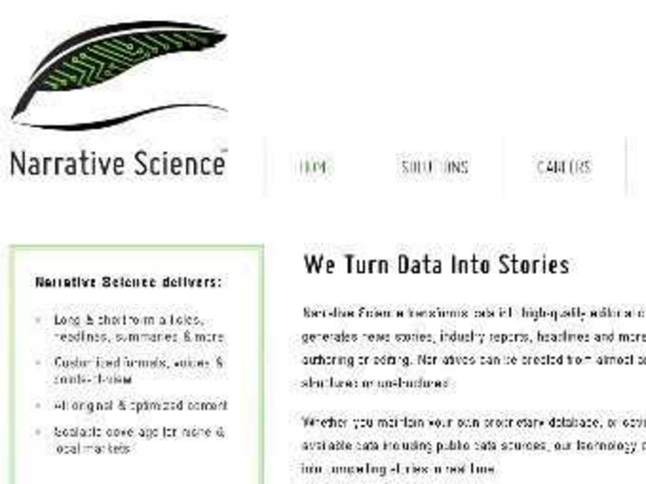 Скриншот с сайта Narrative Science