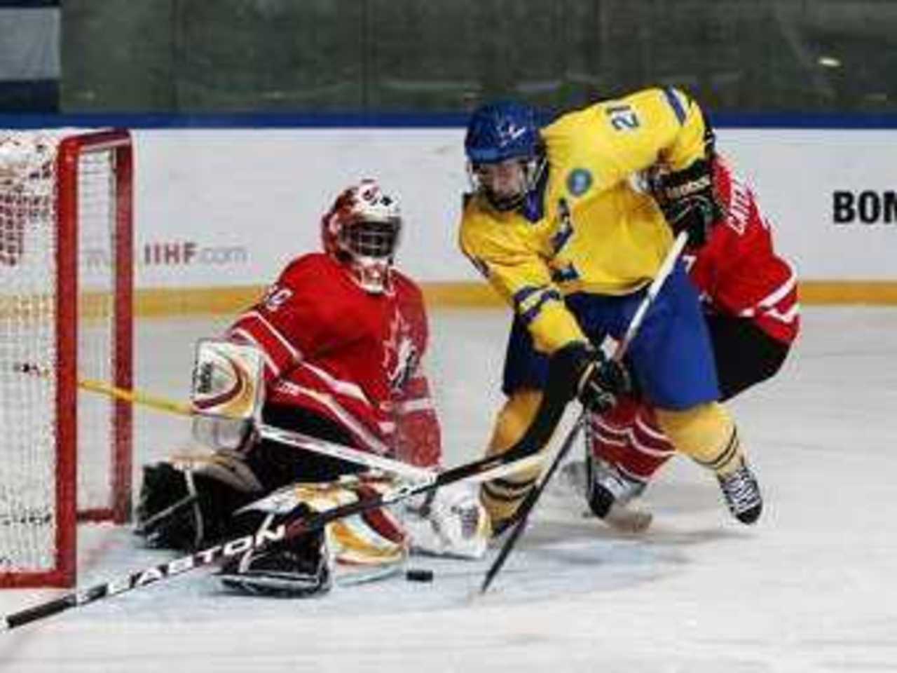 Эпизод матча Канада - Швеция. Фото с сайта iihf.com