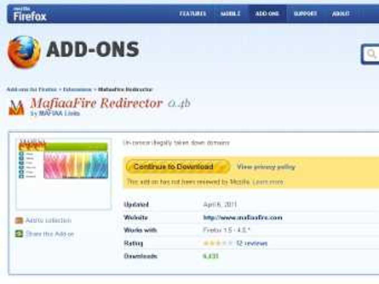 Скриншот сайта addons.mozilla.org