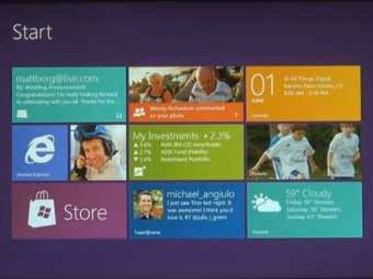 Интерфейс Windows 8. Кадр из демонстрационного ролика Microsoft