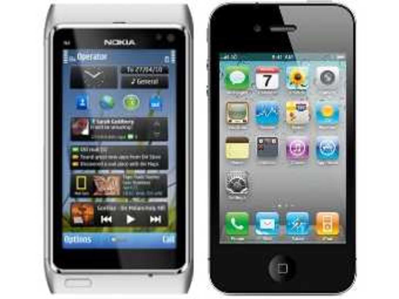 Смартфоны Nokia N8 и iPhone 4