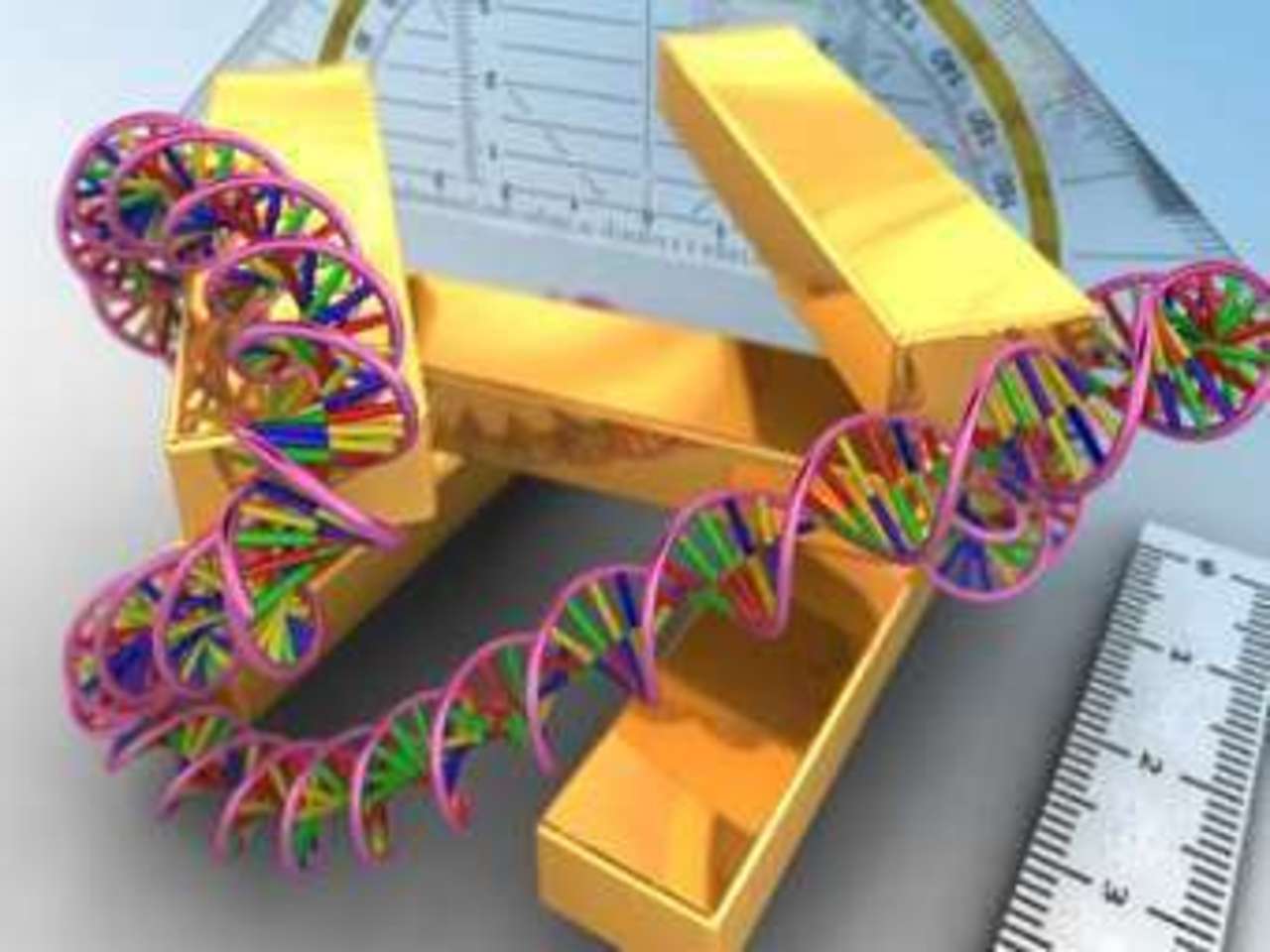 Плазмонная линейка глазами художника. Изображение Paul Alivisatos research group, Berkeley, CA