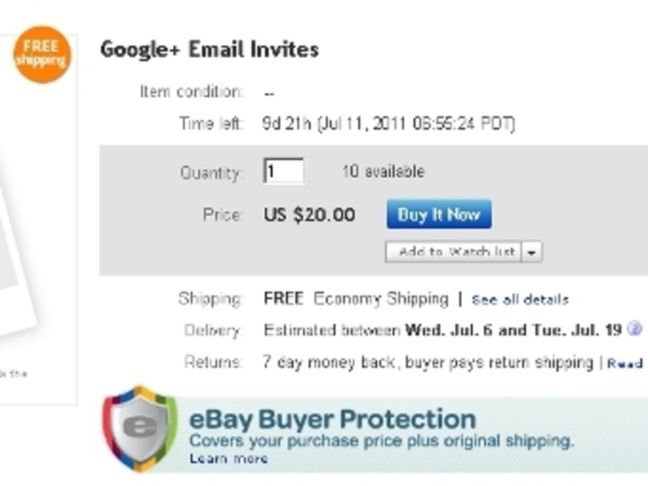 Скриншот с сайта eBay