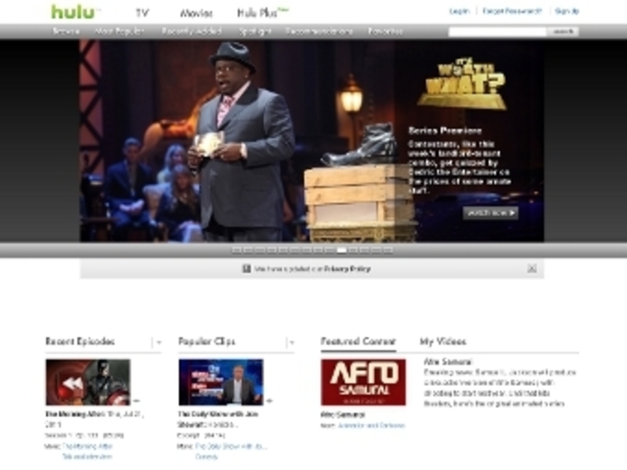 Скриншот сайта hulu.com