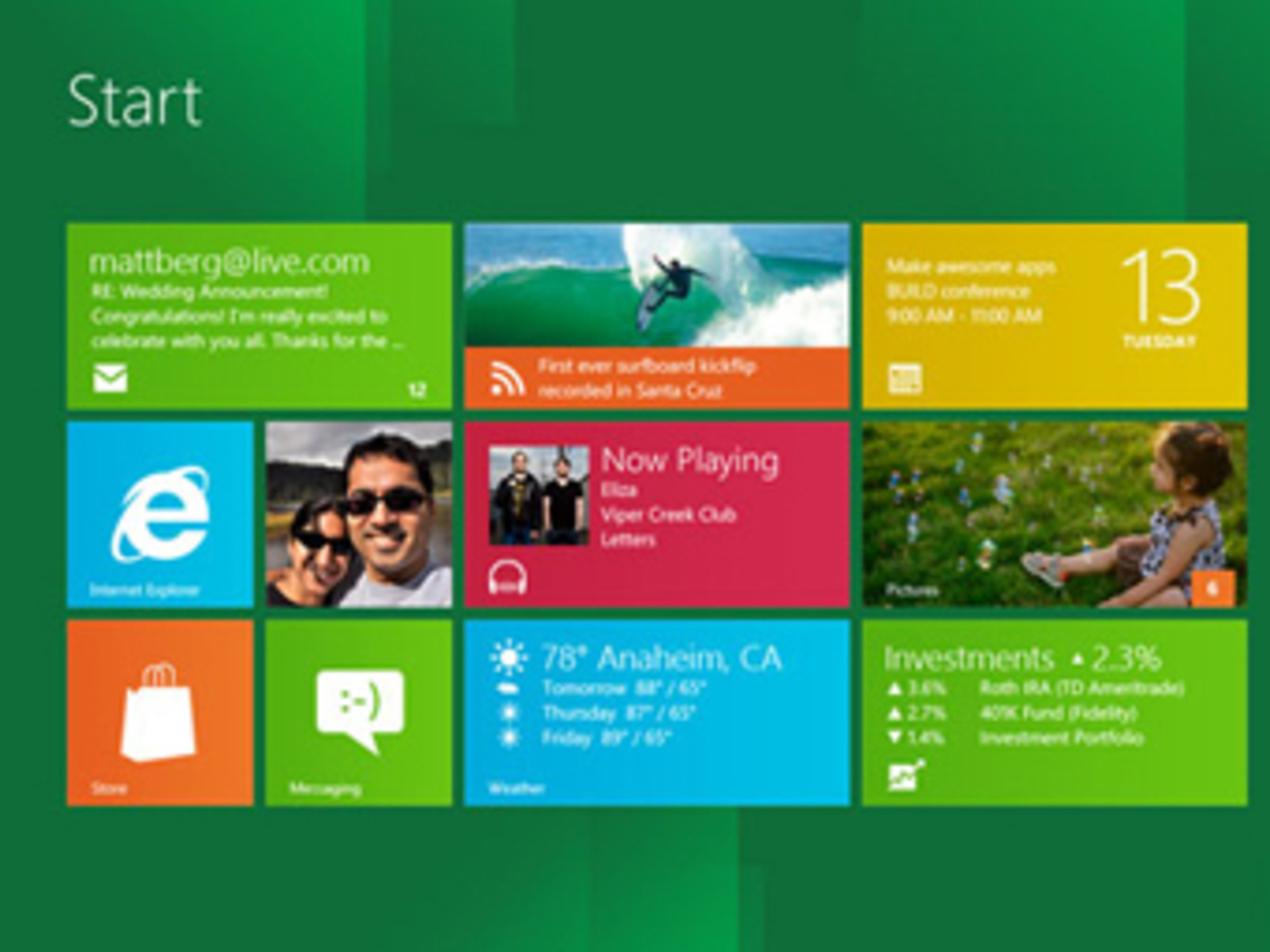 Интерфейс Windows 8, изображение с сайта Microsoft