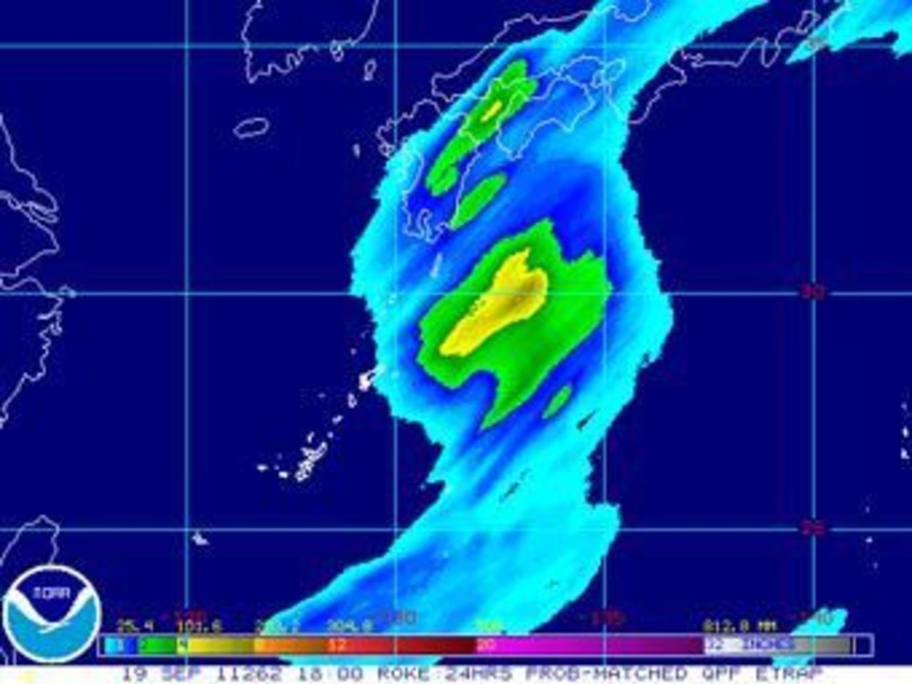 Тайфун "Роке". Графика с сайта NOAA