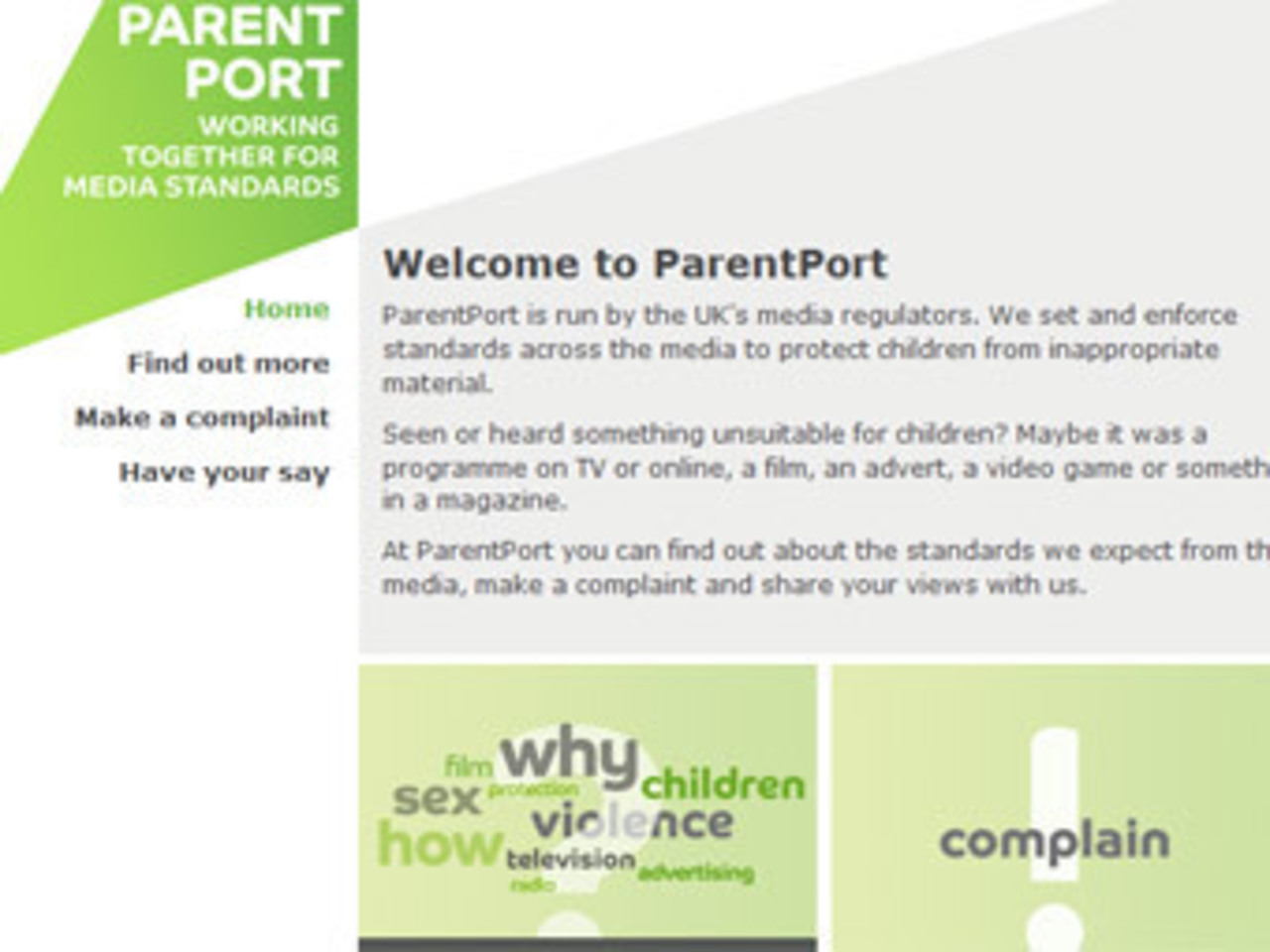 Скриншот сайта ParentPort
