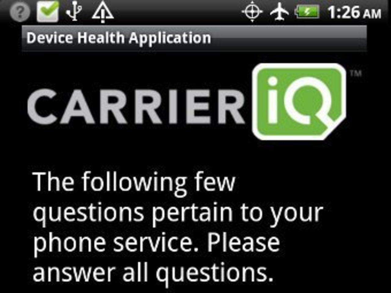 Скриншот Carrier IQ с сайта androidsecuritytest.com