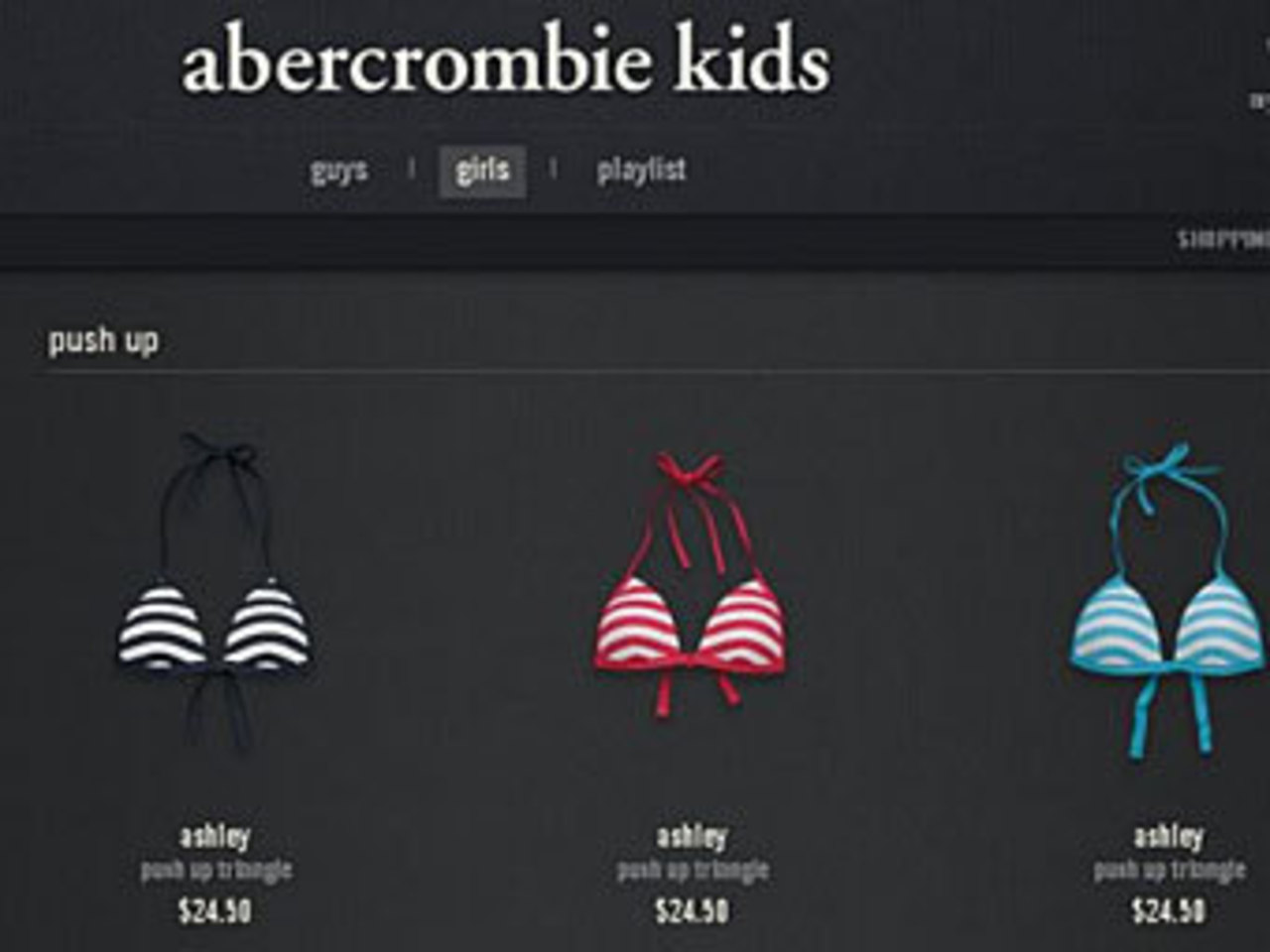 Скриншот с сайта abercrombie.com