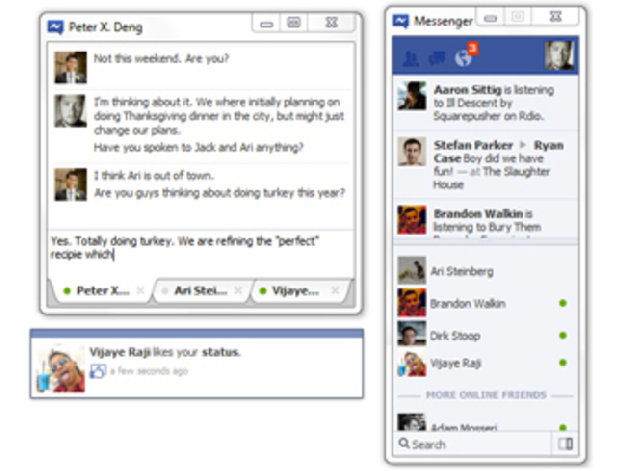 Скриншоты Facebook Messenger с сайта TechCrunch