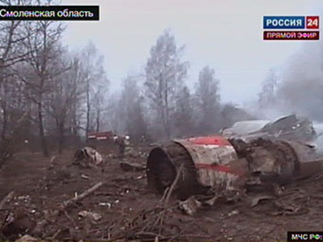 Авиакатастрофа под Смоленском. Кадр телеканала "Россия 24", архив