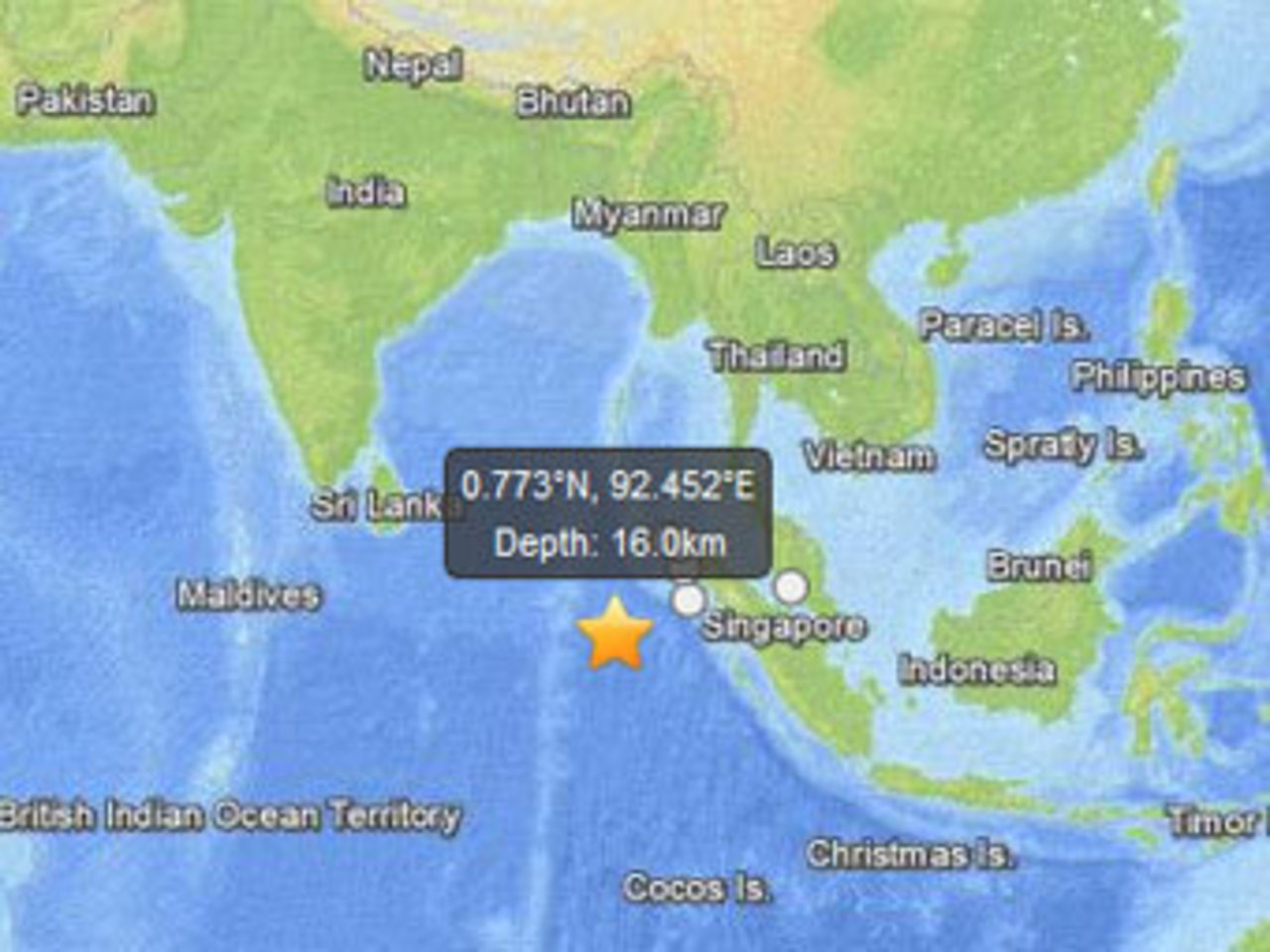 Карта с сайта earthquake.usgs.gov