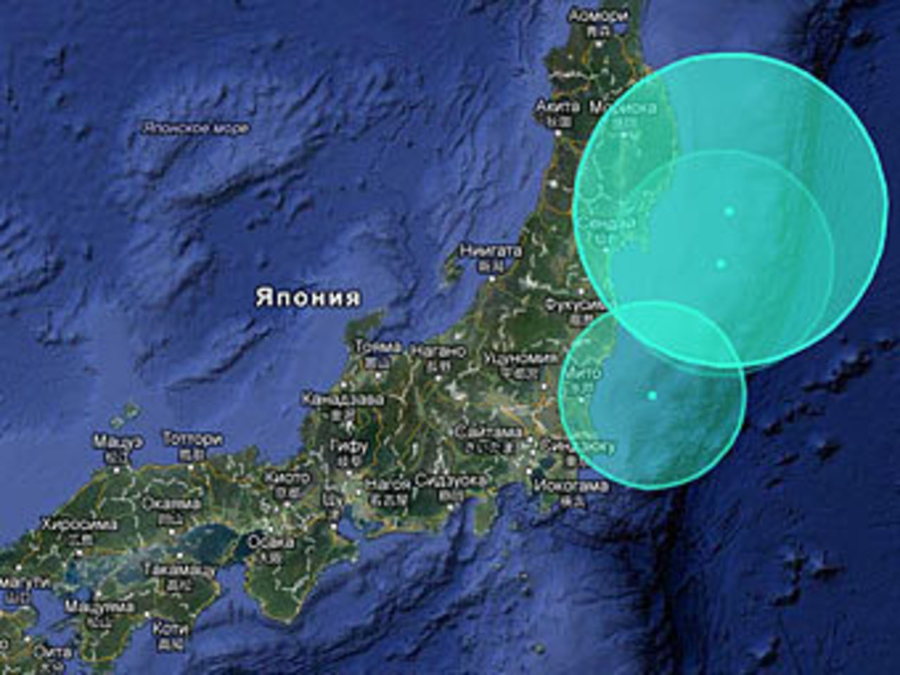 Карта сейсмической активности на территории Японии. Скриншот с сайта japanquakemap.com