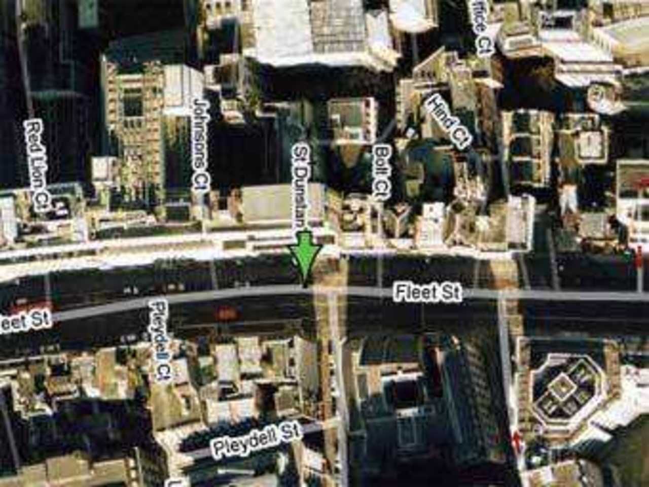 Флит-стрит в Лондоне на спутниковом снимке с сайта maps.google.com
