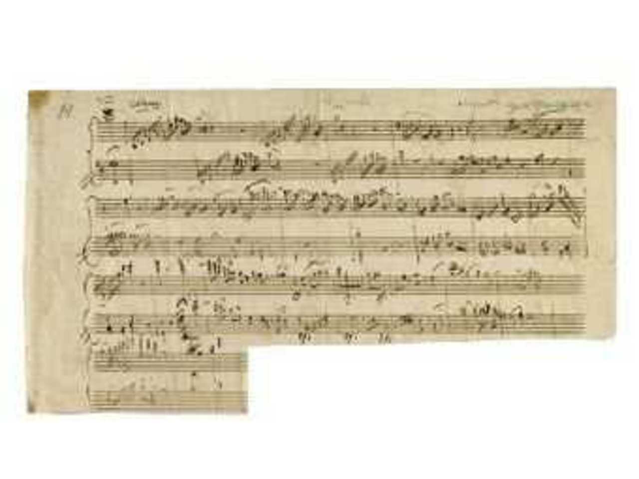 Нотный лист Моцарта. Фото предоставлено аукционным домом Sotheby's