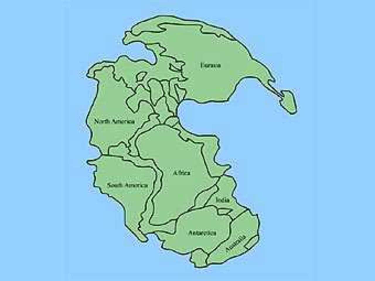 Карта древнего континента Пангеи. Иллюстрация пользователя Kieff с сайта en.wikipedia.org