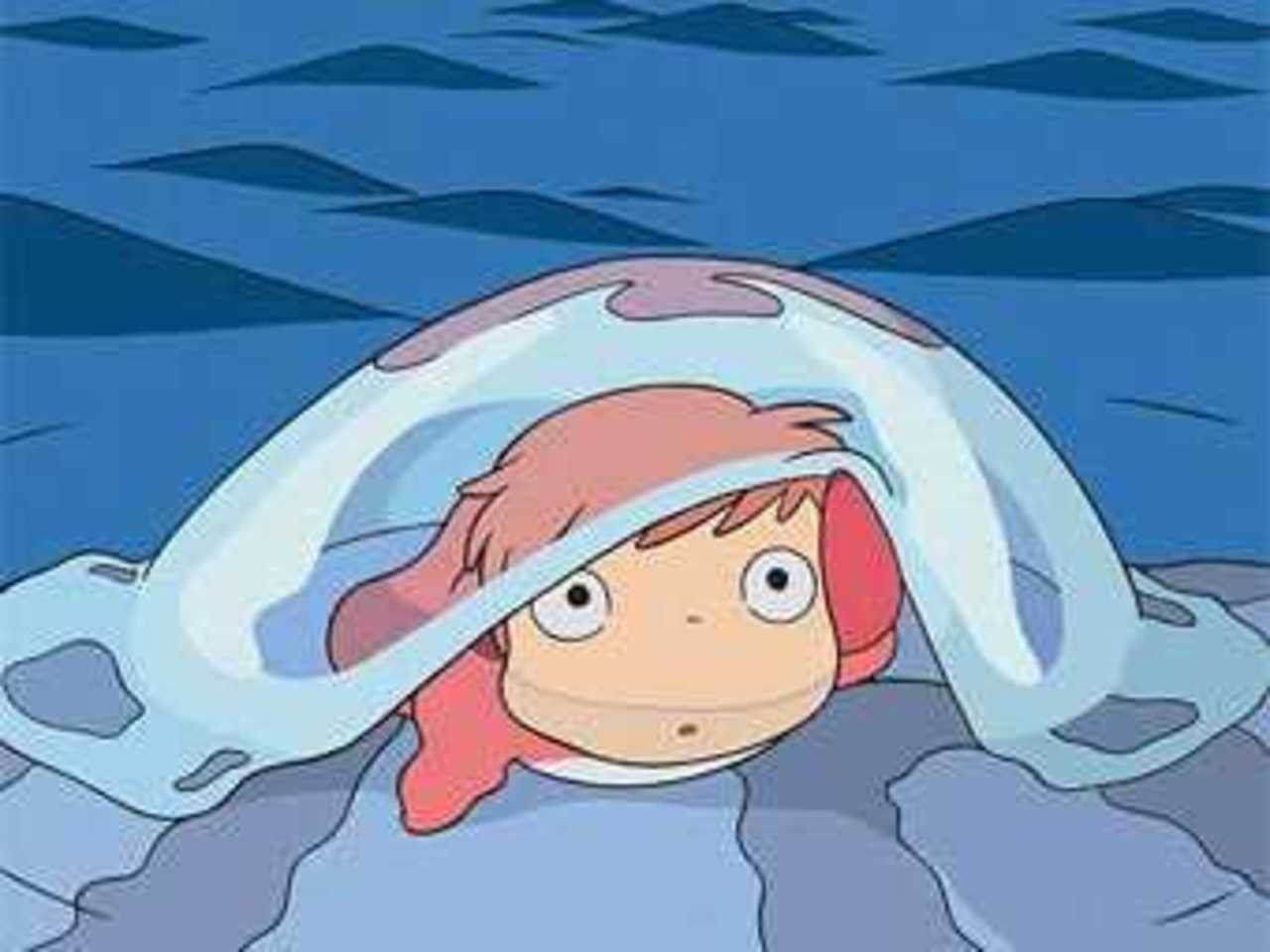Фрагмент постера к мультфильму Миядзаки "Gake no Ue no Ponyo" с сайта ghibliworld.com
