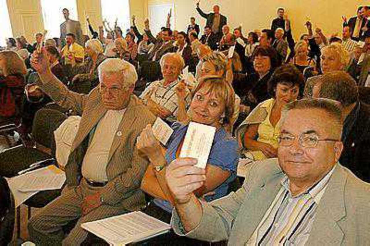Делегаты конференции голосуют за русский мир. Фото автора.