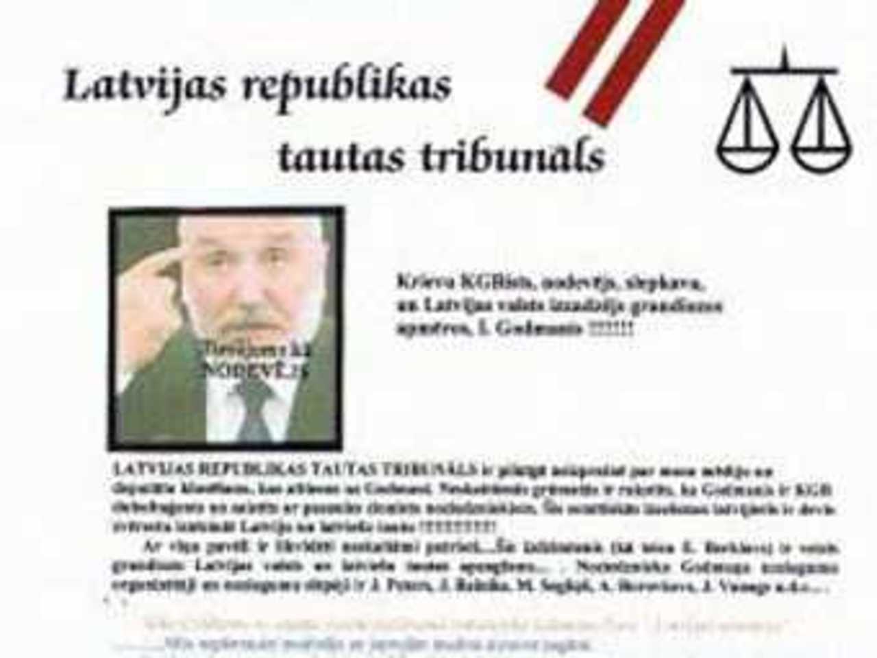 Заявление "Народного трибунала". Изображение с сайта DELFI.