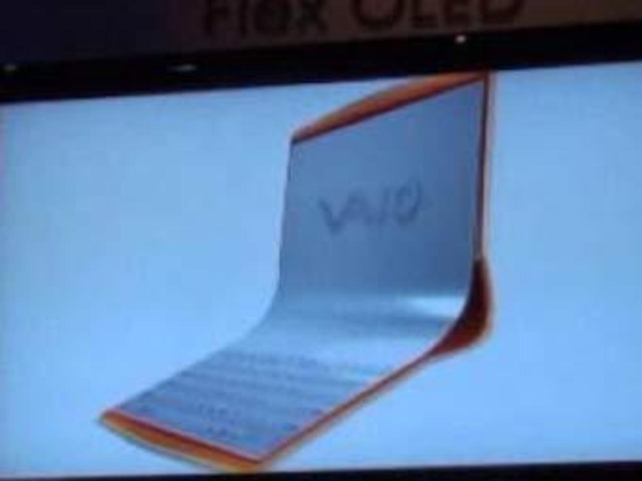 Прототип ноутбука Sony Vaio с гибким OLED-дисплеем. Кадр презентации с сайта laptopical.com