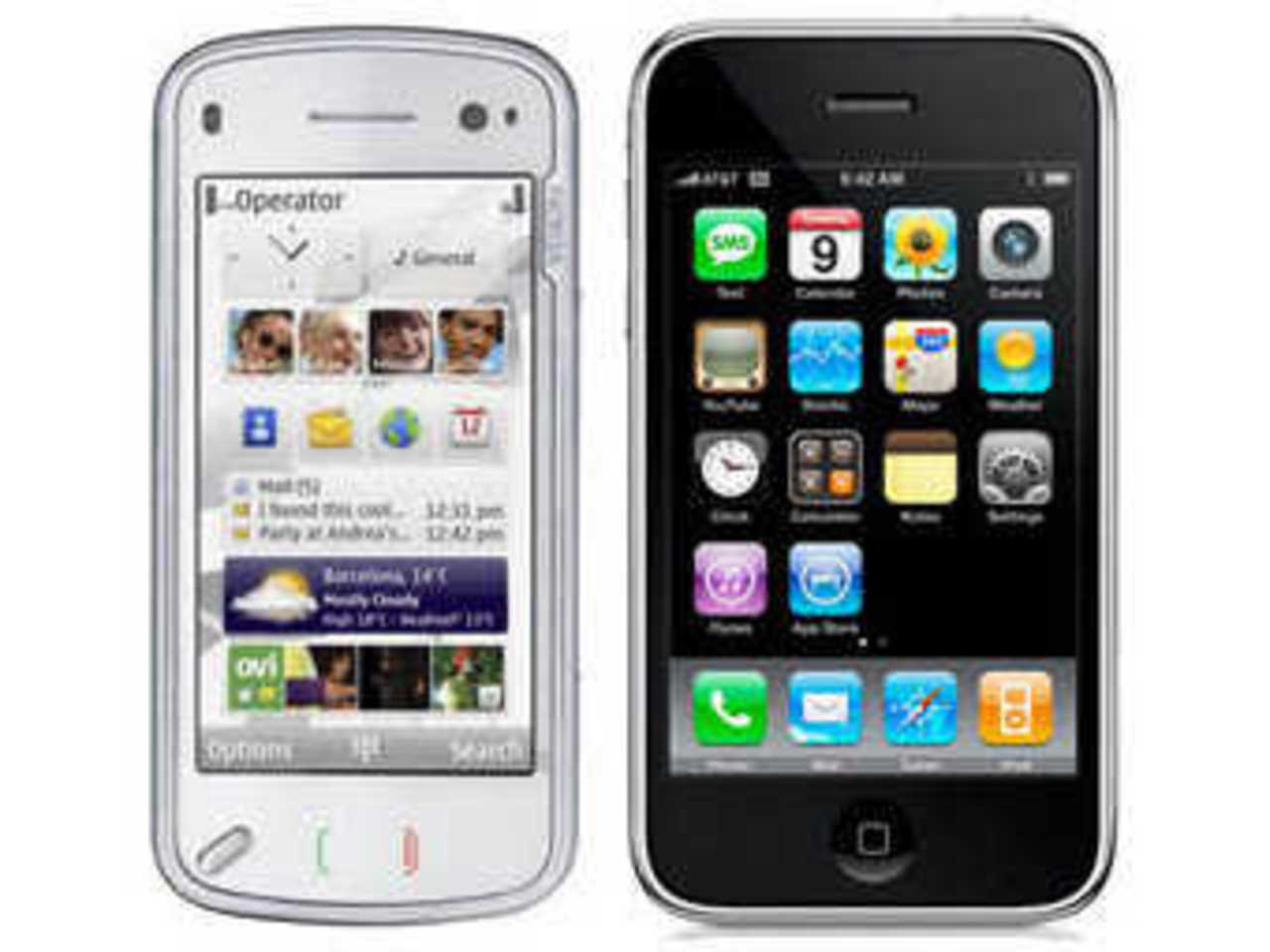 Nokia N97 и Apple iPhone. Фотографии пресс-служб производителей